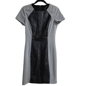Aqua women dress shift leather details M gray black office y2k retro casual even